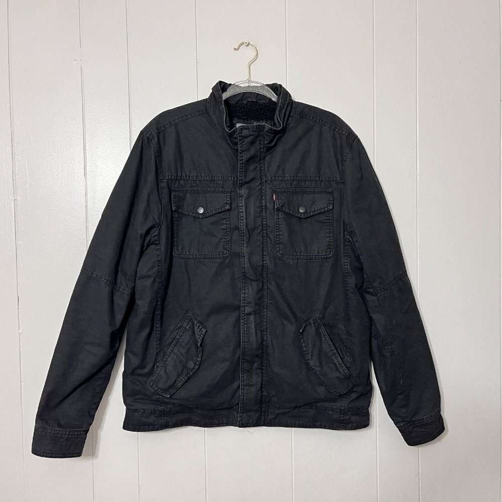 Levi’s Utility Field Jacket Men’s Large Black Full Zip Military Workwear Coat
